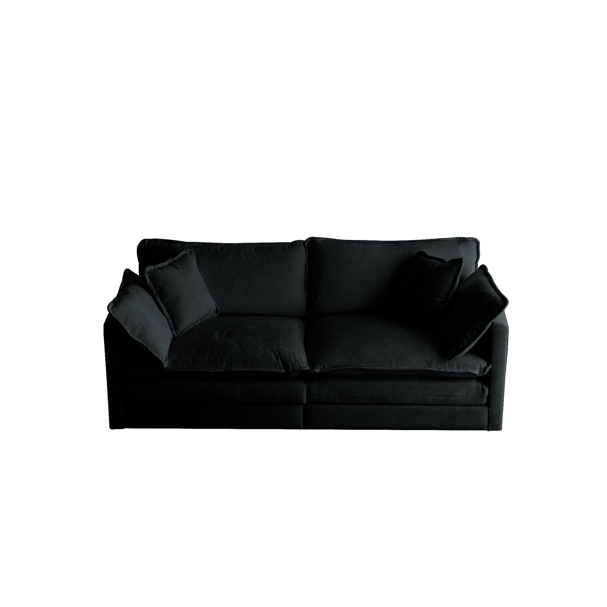 Modern Fabric Loveseat Sofa Couch For Living Room, Upholstered Large Size Deep Seat 2-Seat Sofa With 4 Pillows